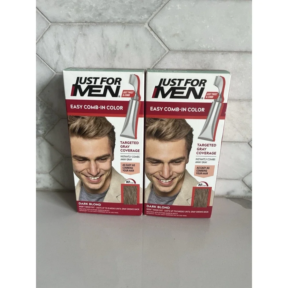 LOT OF 2 Just For Men Easy Comb In Targeted Gray Cover Color Dye Dark Blond